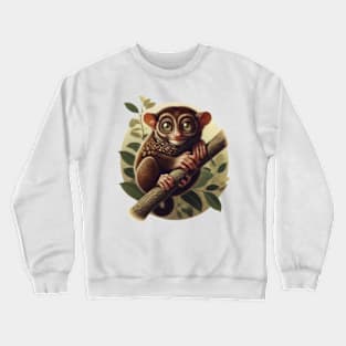 Vintage Lithography Illustration of a Tarsier (Tarsius syrichta) Crewneck Sweatshirt